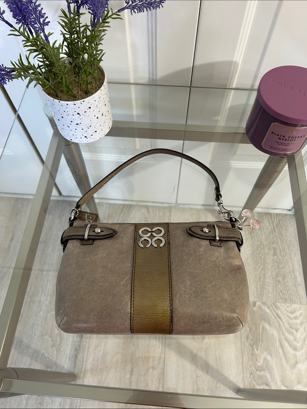 Coach Vintage wash Leather Taupe and Olive Mini Bag - Picture 5 of 10